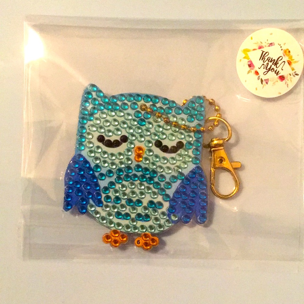 Handmade rhinestone double sided key holder or purse zipper accent